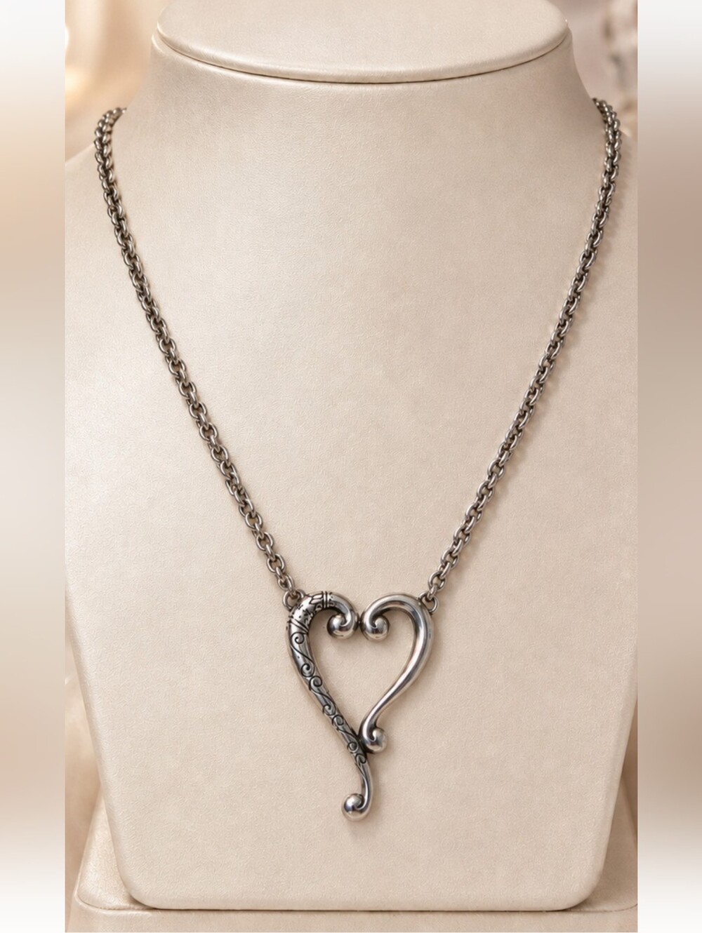 Brighton Adore Me Retired Silver Tone Open Heart Necklace